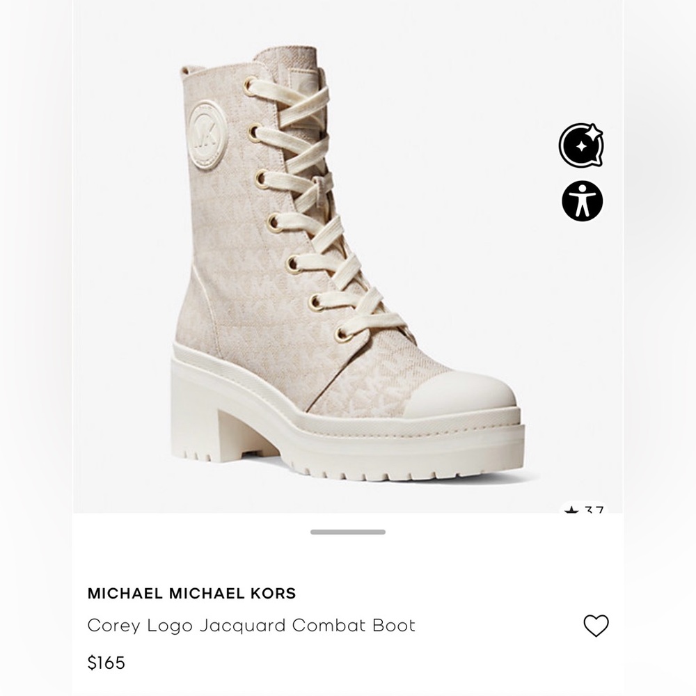 Michael Kors Cream Lace-Up Ankle Boots - Picture 2 of 2